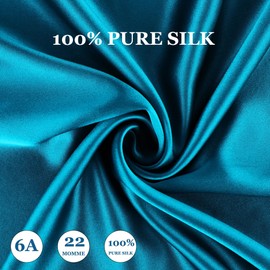 PiccoCasa 22 Momme 100% Silk Pillowcase Hair and Skin Care Cushion Cover Mulberry Silk Pillowcase with Zip and Gift Box, Peacock Blue, 40 x 80 cm