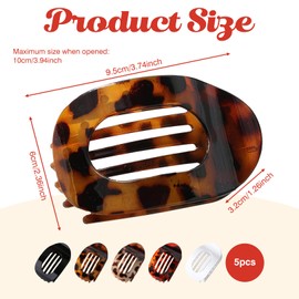 Pack of 5 Hair Clips, Women&#39;s Thin Hair, Flat Hair Clip, Moth Claw, Hair Clips for Thin Hair, Hair Clips for Thin Hair Set (5 with Pattern)