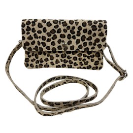 Jeamis Suede Shoulder Bag Leopard Suede Bag Crossbody Clutch Leather Leo, khaki
