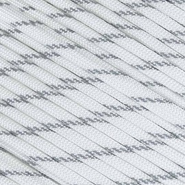 Fluorescent Reflective 550 Type III Guyline Tent Rope Camping Survival Cord High-Visibility Paracord (Reflective White, 100 Feet)