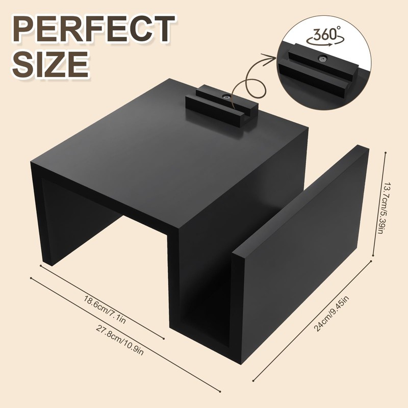 Stuffygreenus Wooden Couch Cup Holder with Side Storage Pocket Wooden