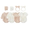 MAMIMAKA 4 Pack Baby Girl Bodysuit Cotton Bubble Rompers Newborn