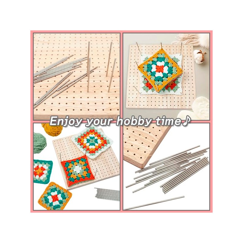 Crochet Blocking Board Wood 20 Pins 5 Needle Stand Set