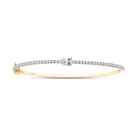 SAVEARTH DIAMONDS 1 Carat Pear & Round Cut Lab Created Moissanite Diamond Tennis Bangle Bracelet For Women In 14K Yellow Gold Over Sterling Silver Size : 7 Inch,(VVS1 Clarity, 1.00Cttw)