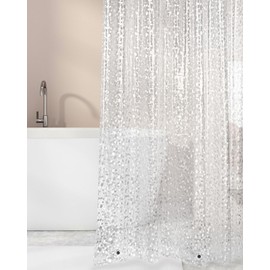 OTraki Shower Curtain PEVA Bathroom Curtain Mould Proof Resistant 180 x 200 cm Waterproof Shower Curtain Liner with 12 Hooks and 3 Magnets 3D Effect Clear Pebble Shower Curtains for Wet Room Bathtub