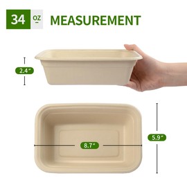 AICHEF 100 Pack 34 oz Large Paper Bowls for Salad, Pasta, Food Prep and Catering Use Large Disposable Bowls, Microwavable Wide Deep Paper Bowls for Home Restaurant Party Events