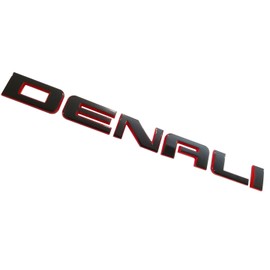 3pcs Denali Nameplate Emblems Badge Replacement for Gm 07-16 Yukon Sierra Terrain (Black Red)