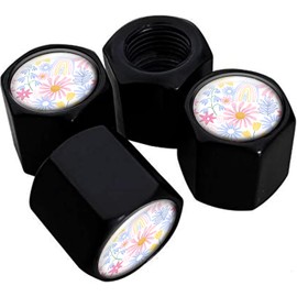 Metal Tire Valve Stem Caps 4 Pack,Car Wheel Stem Caps, Aluminum Universal Air Valve Covers for Cars, Trucks, SUVs, Bikes, Motorcycles, Bicycles(Watercolor Flowers)