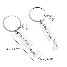 CNYMANY 2 Pcs New Home Keychains, Our First Home Housewarming Gift New House Decoration Jewelry Key Rings for New House Owner Wife Husband Lover
