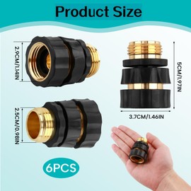 ENNSOO Quick Connect Hose Fittings Male and Female Set, 3/4 Inch Water Hose Connector with Rubberized Grips, Aluminum Garden Hose Fitting Quick Connector for Garden Kitchen(6 Sets)