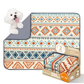 LOOBANI Washable Pee Pads for Dogs: 2 Pack Reusable Puppy Pads Waterproof 24"x36", Super Absorbent Whelping Pad, Leak-Proof & Non-Slip Dog Training Pads for Floor, Playpen, Crate, Couch, Bed (Beige)