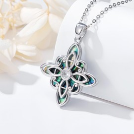 KoyeKei Witches Knot Nudo De Bruja Necklace for Women 925 Sterling Silver Witchy Abalone Shell Pendant Wiccan Jewelry Pagan Gifts for Witch