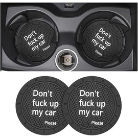Cup Holder Coasters, 2.75 Inch Non-Slip PVC Insert Coaster, Anti-Scratch Auto Cup Mats for Women Men, Vehicle Interior Accessories Universal for Car, SUV, Truck (D Black/2PCS), 2 Pack