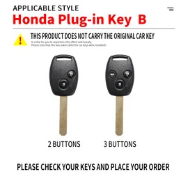 TECART Key Fob Cover Fit for Honda Civic Jazz Pilot Accord CR-V Freed Key Case Housing Accessories Protector 3 Button Silver