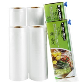 KitchenBoss 4 Rolls 15cm x 5m & 20cm x 5m Total 20m Food Vacuum Rolls with 2 Cutting Boxes (No More Scissors) BPA Free Vacuum Sealer Bags for Vacuum Sealer