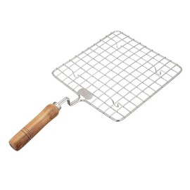 Yuktha Eternals BBQ Grill Net, Square Roaster with Wooden Handle, Multi-Purpose for Roti, Chapati, Papad, Paneer, Vegetables