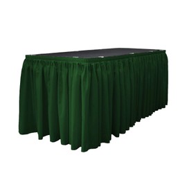 LA Linen Polyester Poplin Table Skirt for Rectangle Tables, Pleat Fabric for Wedding Banquet Trade Show, 17-Foot by 29-Inch Long with 10 L-Clips, Hunter Green