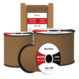 Brotree 3mm Paracord 425 100% Nylon 30M Rope 3 Strands Type II Parachute Cord for Outdoor, Craft, DIY - 192kg Breaking Load (Coyote Brown)
