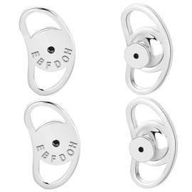 Earring Lifter Backs,EBFDOH Earring Backs for Droopy Ears 4pcs Durable Pea Shape Earring Lifter Backs for Heavy Earrings Locking Earring Backing Replacements for Studs Large Backers,White Gold