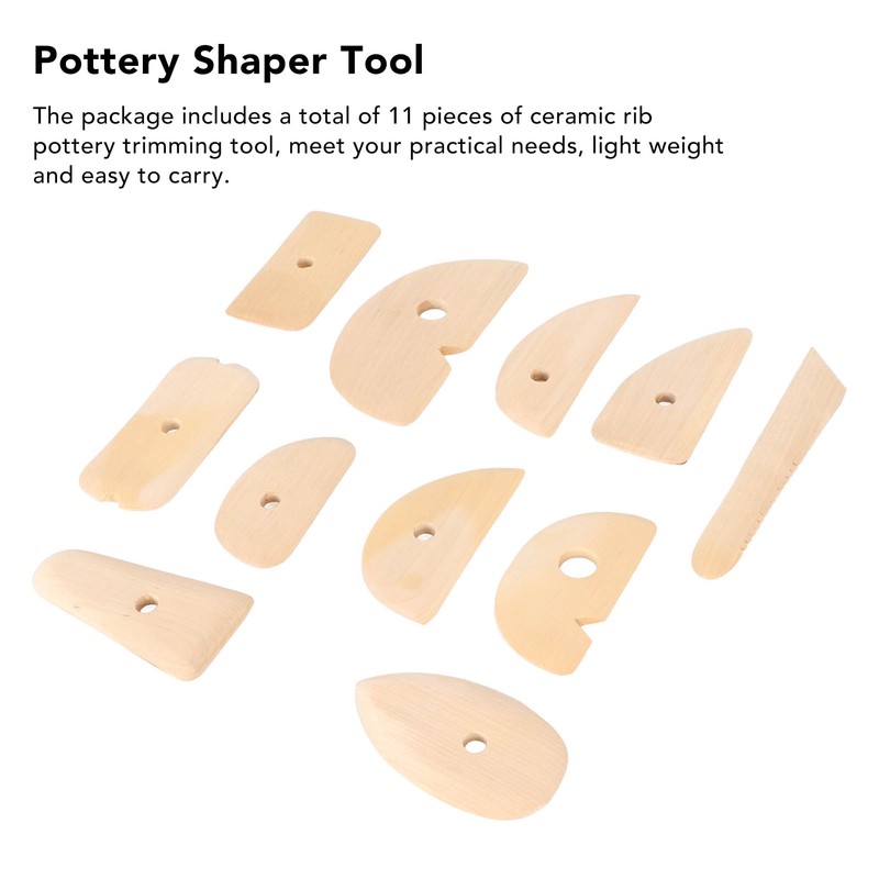 11pcs Pottery Trimming Tool Professional Wood Pottery Foot Shaper Tool