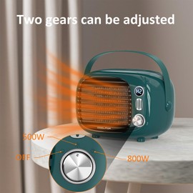 Coolfor Space Heater,800W/500W Fast Heating Desk Heater with Temperature Control,Safe and Quiet Ceramic Desktop Heater Fan for Home Bedroom Office Desk Indoor Use,Dark Green