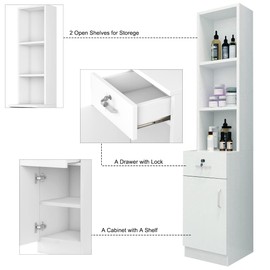 Paddie Wall Mount Barber Station Hair Stylist Salon Equipment Set Beauty Spa Furniture with Shelves/Lockable Drawers/Storage Cabinet (White2)