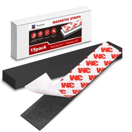 Magnetic Strip, Magnetic Tape Strips with Adhesive Backing (15 Pack, 6" x 1") Sticky Magnet Tape Strips Heavy Duty for Kitchen, Garage - Adhesive Knife Magnetic Tape Tool Holder Strip for Wall