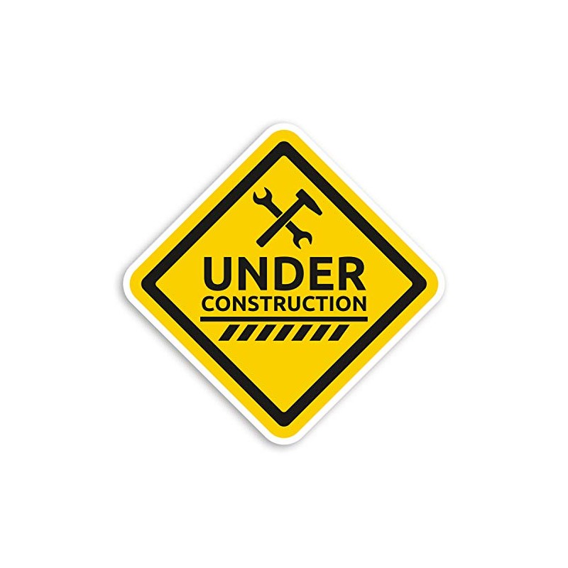 2 x 10cm Under Construction Sign Vinyl Stickers - H&S