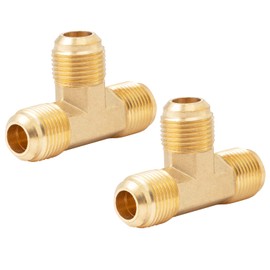 SUNGATOR 3/8 Inch Brass Flare Tee Fitting, 3/8" x 3/8" x 3/8" Male Flare Fittings, Propane Flare Tee Connector for Gas Line, Dryer, BBO, Gas Burner (2 Pcs)