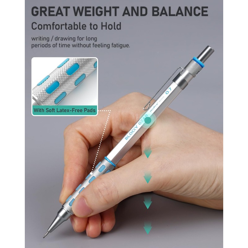 Nicpro 36PCS Blocky Gear Mechanical Pencil Set with Case, Metal