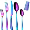 Vilihkc Hammered Silverware Rainbow 20 Pieces Stainless Steel Flatware Set