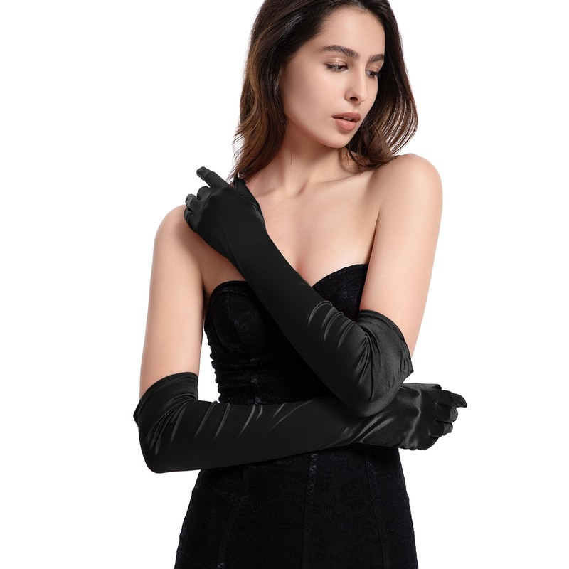 Long Opera Gloves Elbow Length Satin Gloves 1920s 20s Formal