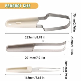 NEWHE 3 in 1 Watermelon Fork Cutter, Watermelon Slicer, Cutting Tool, Watermelon Fork Cutter, Watermelon Fork for Camping, Kitchen Utensils (Beige)