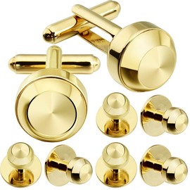 Cufflinks and studs for Men-Fashion Men Gold Tuxedo Shirt Cufflinks and studs set for Regular Weeding Business Accessories