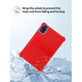 for Winsing T30W Android 15 Tablet,10 inch Tablets Case,Soft Silicone Adjustable Stand Cover Lightweight Kids Friendly,RED.