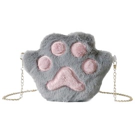 Moonlove Pochette Plush Bag, Crossbody Bag, Girls, Cute, Smartphone Pouch, Shoulder Bag, Cat Claws, Fluffy, Wallet, Going, Smartphone, Cosmetics, Accessory Storage, Party, Costume, Birthday Gift, gray