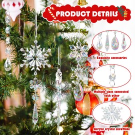 Christmas Tree Decoration Pack of 16 Acrylic Snowflakes Christmas Tree Decorations, Snowflakes Pendant Christmas Decoration, Christmas Tree Decoration, Snowflakes Hanging (Colour)