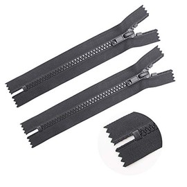 YaHoGa 2 cremalleras de plástico de extremo cerrado #5 de 14 pulgadas, cremalleras de resina moldeadas negras para coser ropa, bolsos, manualidades (C/E 14 pulgadas, 2 piezas)