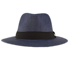Unisex Summer Light Panama Derby Fedora Wide 2-3/8" Brim Hat Adjustable Navy