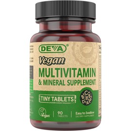 DEVA Vegan Multivitamin for Women & Men with Iron, Vitamin C, E, B Complex Vitamins, Zinc, 90 Tiny Tablets