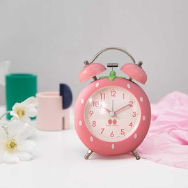 Jcwto 4 inches Strawberry Cute Alarm Clock for Heavy Sleepers with Backlight,Loud Twin Bell Alarm Clock for Kids, Seniors, Heavy Sleepers, Decorations for Bedroom, Living Room (Pink)