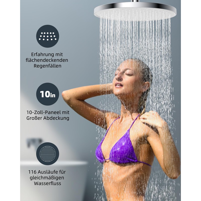 Hibbent Self-Cleaning Rain Shower Head, Fixed Shower Head, Rain Shower,