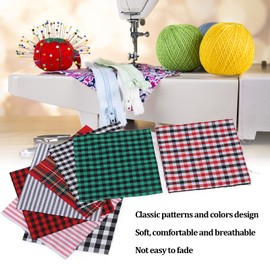 20 Pieces 25 x 25 cm Tartan Check Fabric Polyviscose Woven Fabric for DIY Crafts Sewing