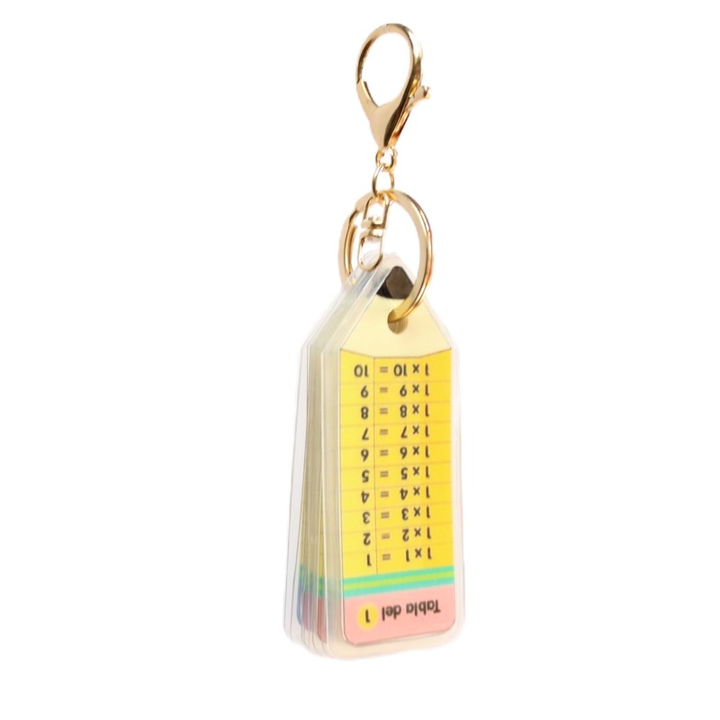 Llavero Didáctico de Tablas de Multiplicar, Material Educativo Lápiz Enmicado