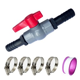 ZLLZPZD 1 inch Ball Valve with Hose Connector, 32 mm PVC Ball Valve, Shut-Off Valve, Pool Shut-Off Valve Incl. 1 Shut-Off Valve Internal Thread 1" (32 mm) and 2 Hose Nozzles 25 mm