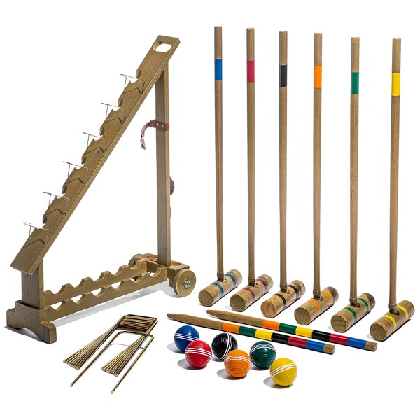 Franklin Sports Outdoor Croquet Set - 6 Player Croquet Set with Stakes, Mallets, Wickets, and Balls - Backyard/Lawn Croquet Set - Vintage
