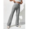 WDIRARA Women's Drawstring Waist Flare Bell Bottom Pants Stretch Long