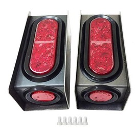 LIBRA 2 Steel Trailer Light Boxes w/6" LED Oval Tail Lights & 2" LED Red Round Side Lights w/wire connectors