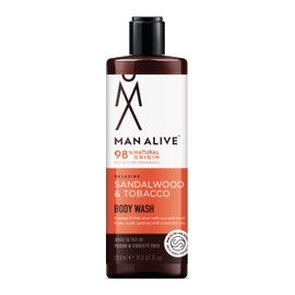 MAN ALIVE MAN ALIVE Shower Gel for men, 500ml mens body wash & face wash contains a masculine scent, Vegan, SLS Free & sulfate free formula. ideal mens grooming gifts for men (Sandalwood & Tobacco, Single)