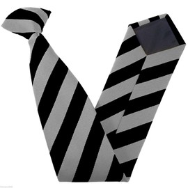 Great British Tie Club Men's Adult Block Stripe Clip On Neck Ties (Black & White)
